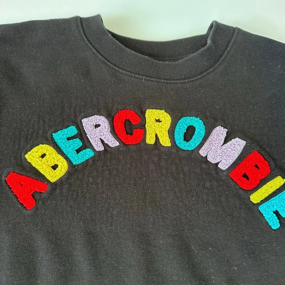 Abercrombie Kids Black Rainbow Letter Sweatshirt - Size 11/12